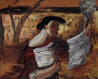 Vrouw met Foldertjes door Aleksandrs Drevins